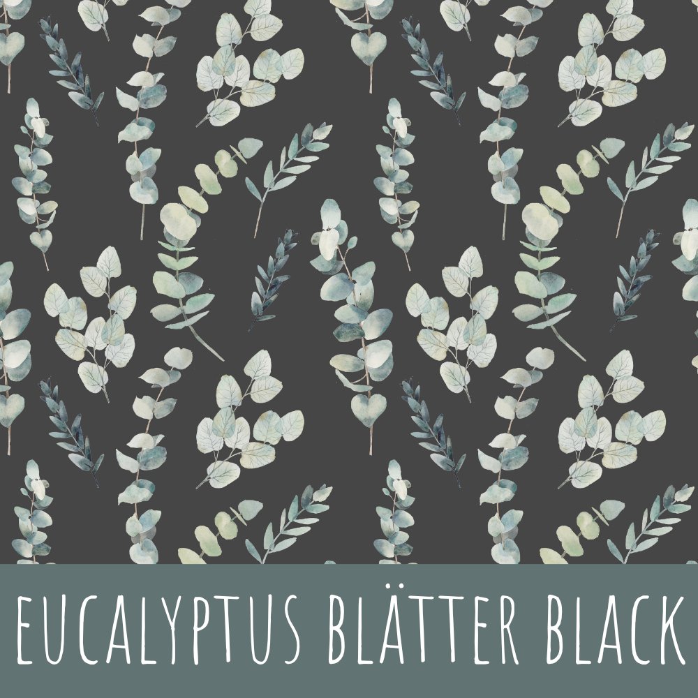 Eucalyptus blätter black Baumwolle - Mamikes