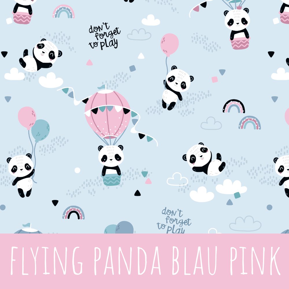 Flying panda blau pink Baumwolle - Mamikes
