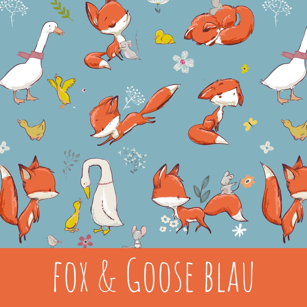 Fox and goose blau Baumwolle - Mamikes