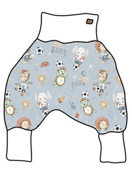 DIY-Paket Lange Pumphose Fußballtiere hellblau