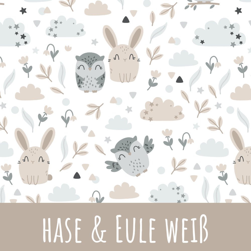 Hase und eule weiß Baumwolle - Mamikes