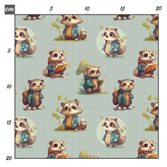 Oskar abenteuer waschbär punkte mint Baumwolle - Mamikes