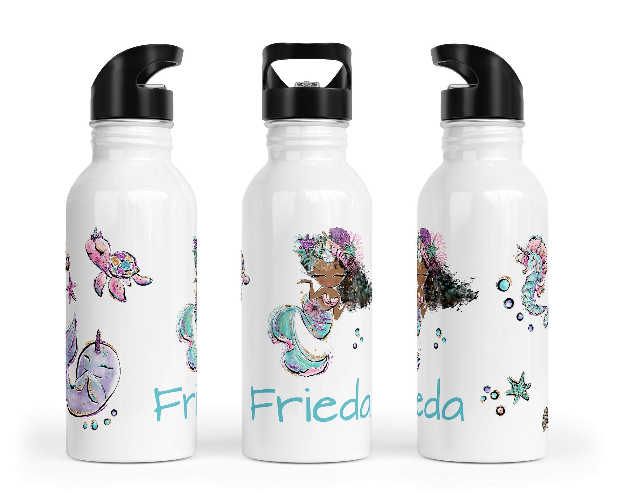 Personalisierte Edelstahl Trinkflasche 17.mermaids 3 - Mamikes