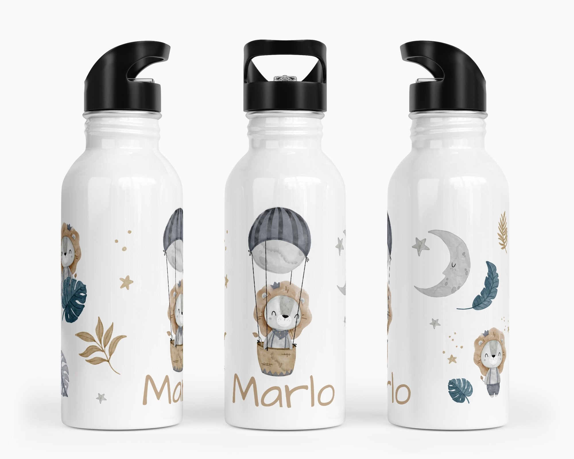Personalisierte Edelstahl Trinkflasche 24.lion moon - Mamikes