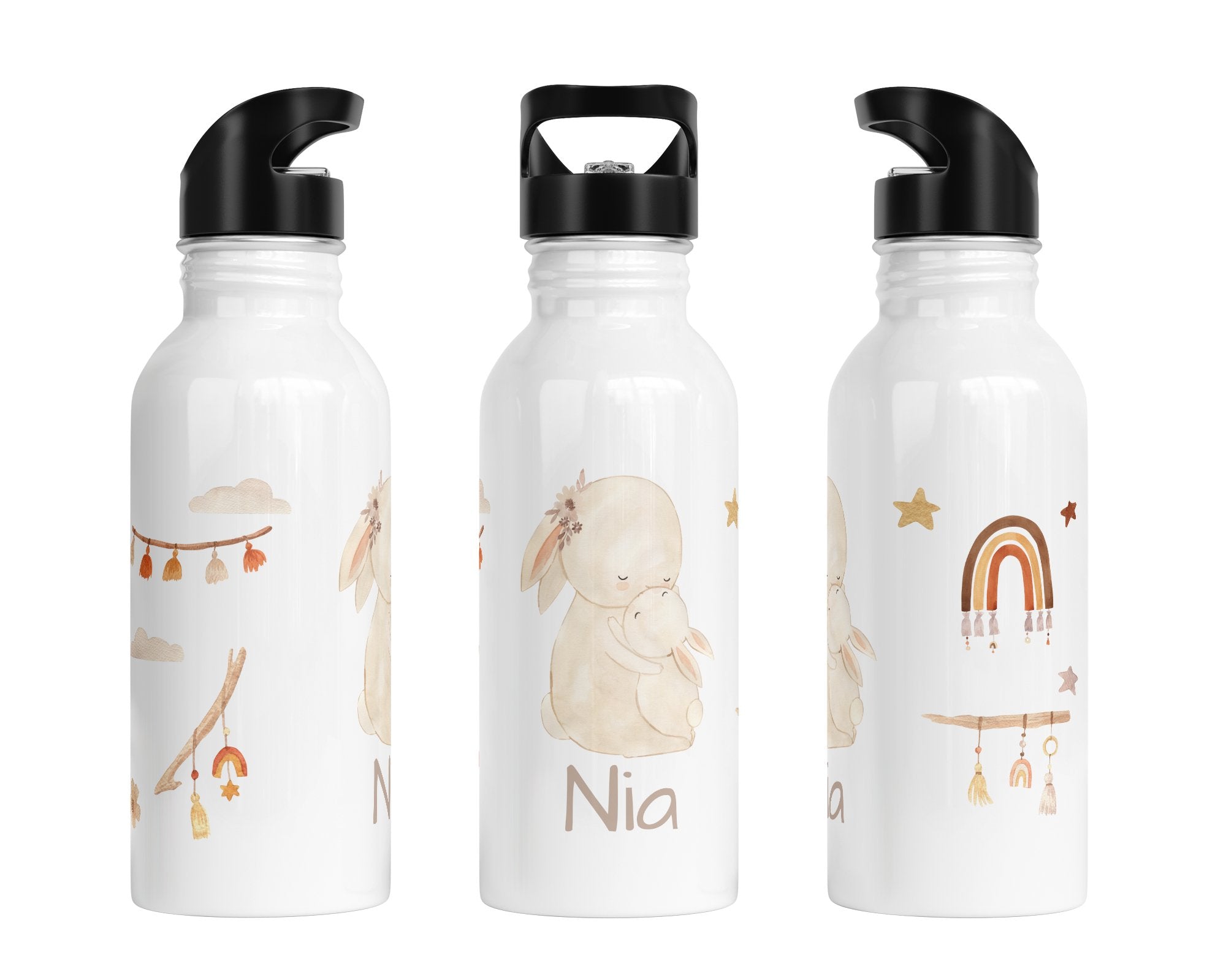 Personalisierte Edelstahl Trinkflasche 37.Hase - Mamikes