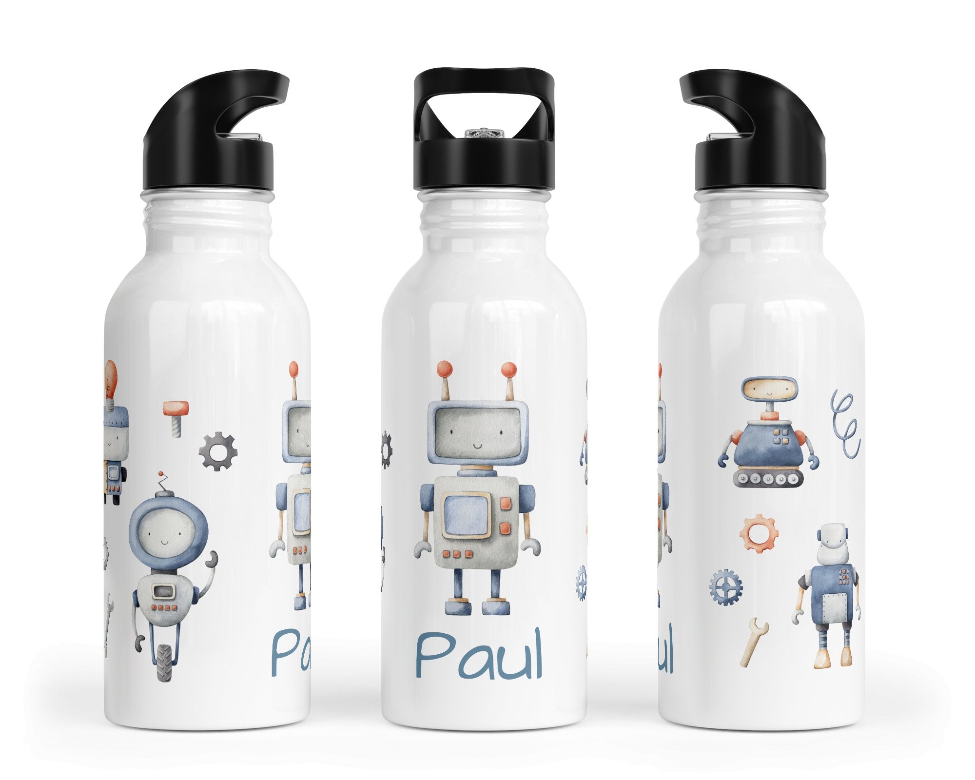 Personalisierte Edelstahl Trinkflasche 39.robo kids - Mamikes