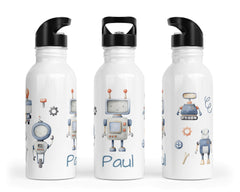 Personalisierte Edelstahl Trinkflasche 39.robo kids - Mamikes
