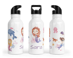 Personalisierte Edelstahl Trinkflasche 48.Meerjungfrau - Mamikes