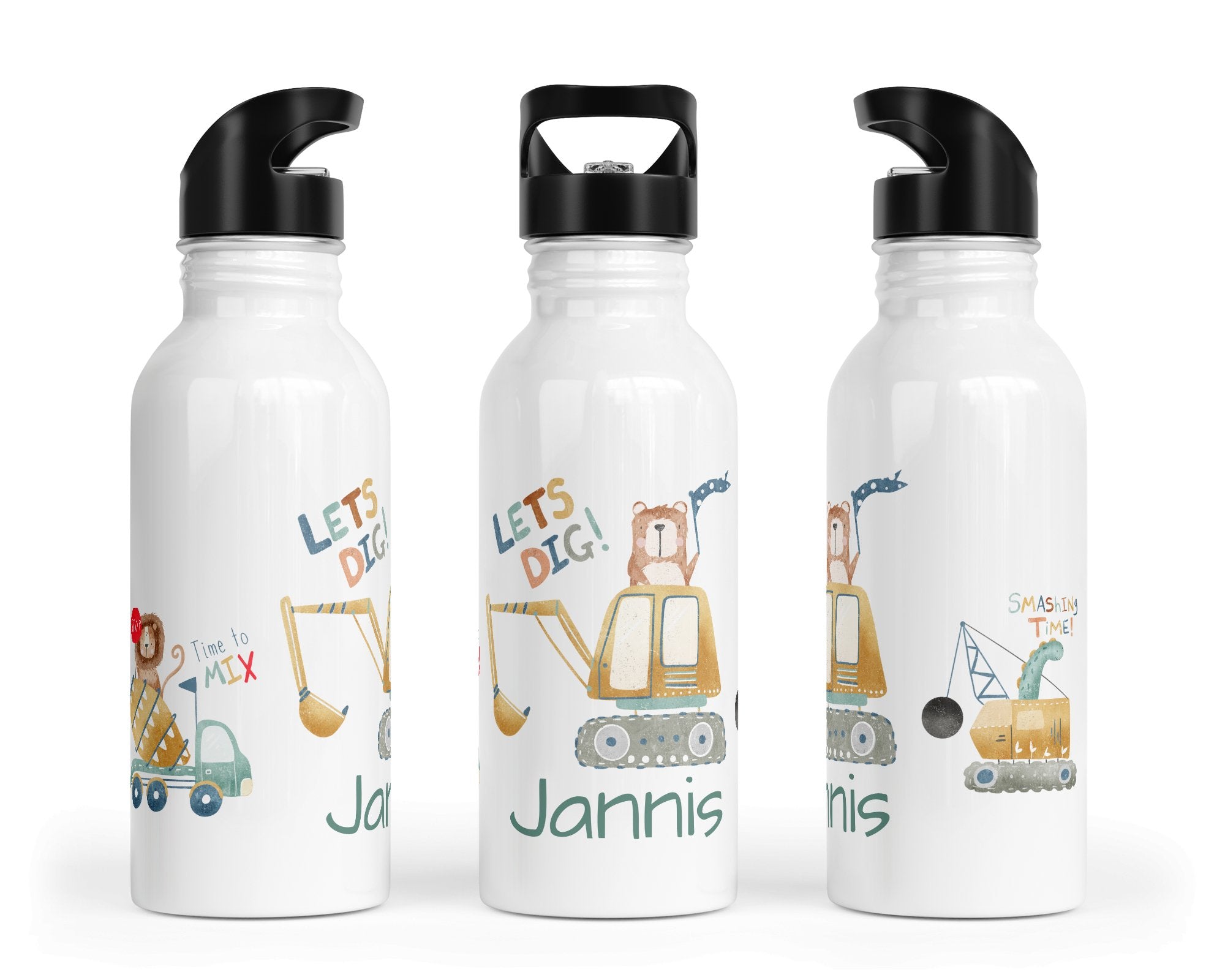 Personalisierte Edelstahl Trinkflasche 53.Tierbaustelle - Mamikes