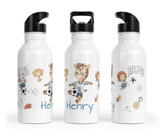 Personalisierte Edelstahl Trinkflasche 55.Fußballtiere - Mamikes