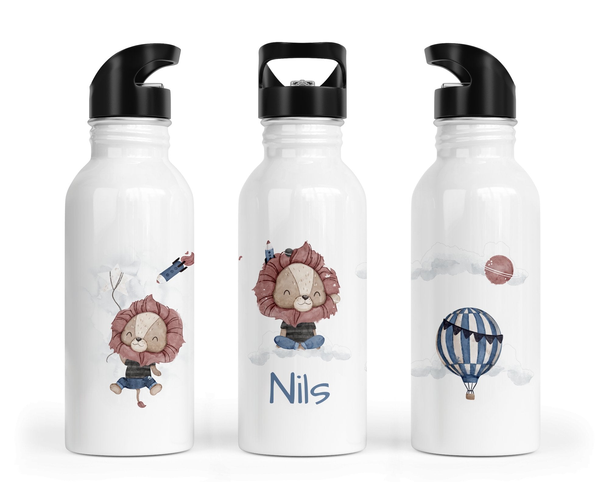 Personalisierte Edelstahl Trinkflasche 59. Raketen Löwe - Mamikes