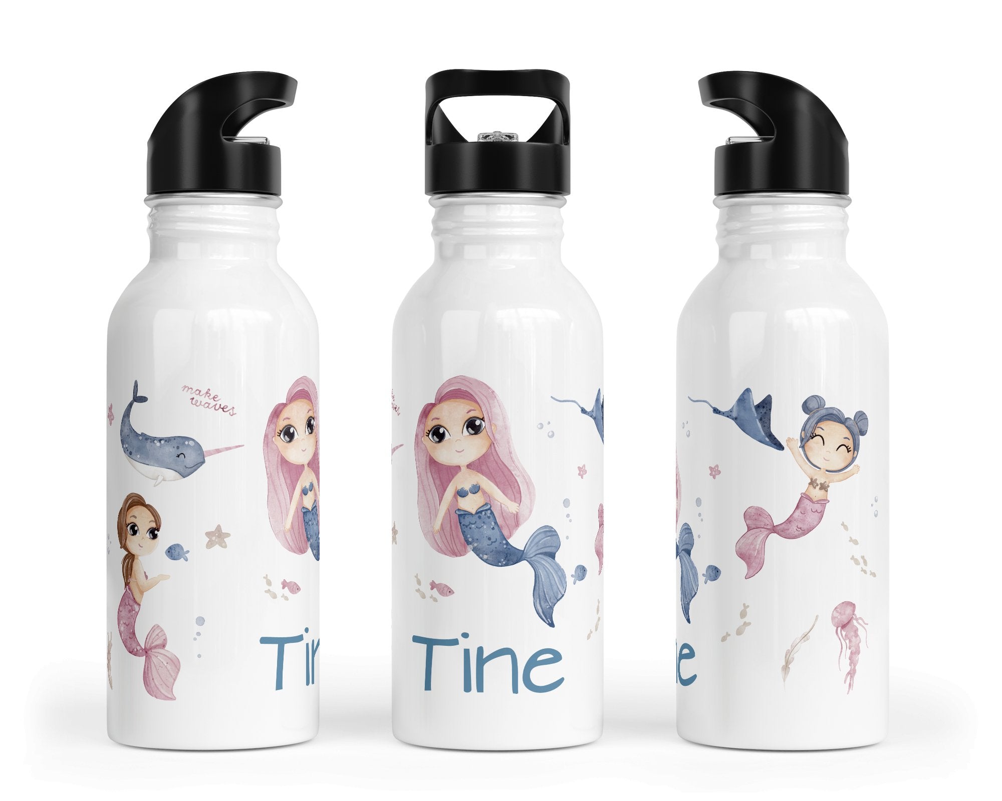 Personalisierte Edelstahl Trinkflasche 67.Meerjungfrau 2 - Mamikes