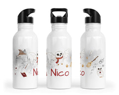 Personalisierte Edelstahl Trinkflasche 82.Magische Eule - Mamikes