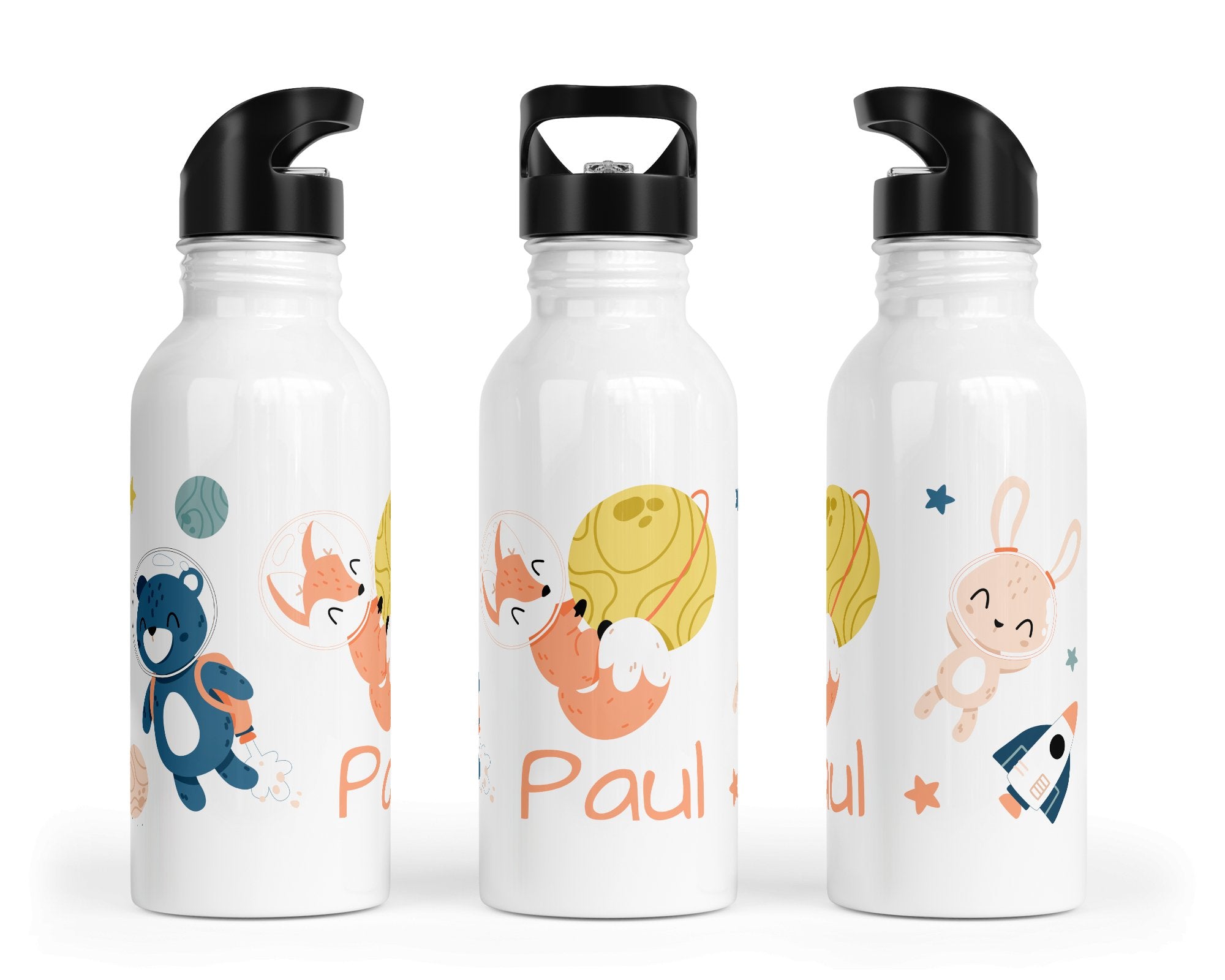 Personalisierte Edelstahl Trinkflasche 85.space woodland - Mamikes