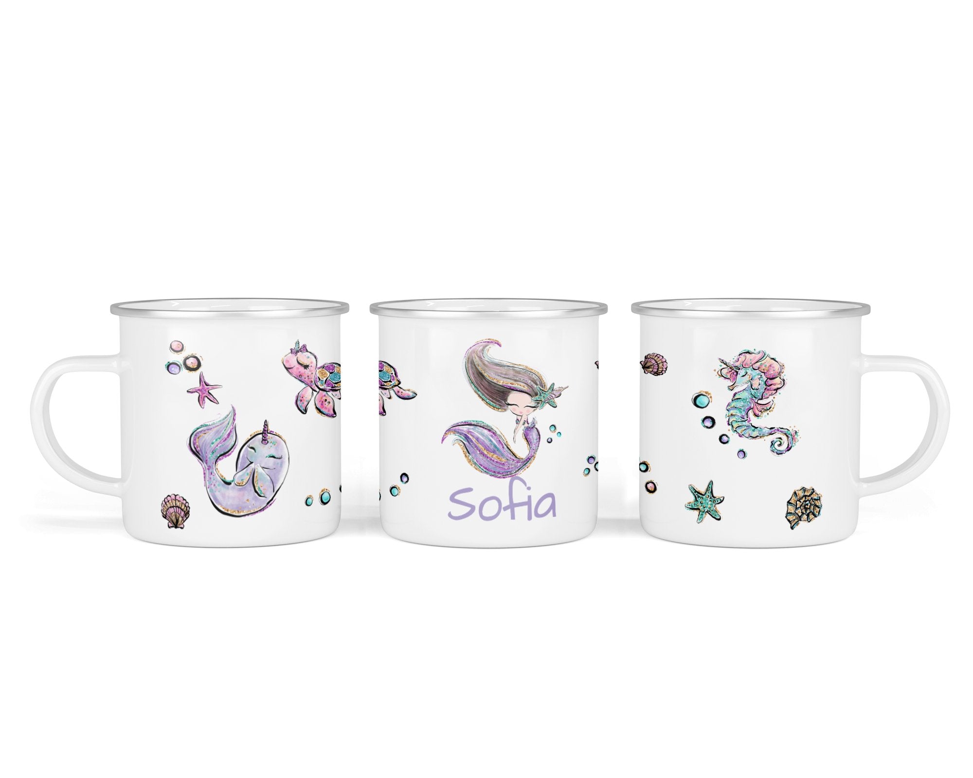 Personalisierte Emailletasse 15.mermaids - Mamikes