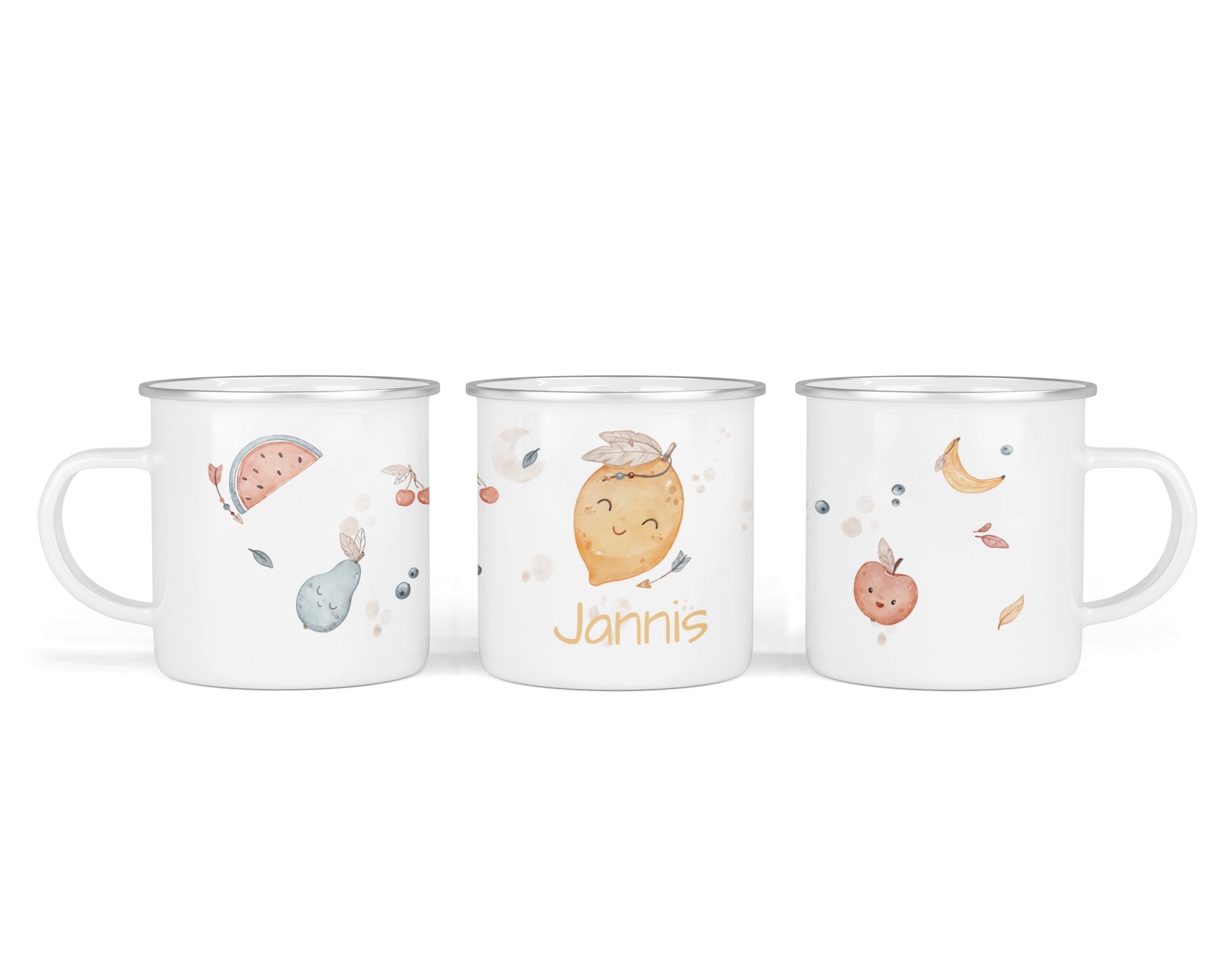 Personalisierte Emailletasse 1.boho fruits - Mamikes