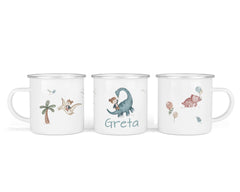 Personalisierte Emailletasse 43.Dinoreiterin - Mamikes