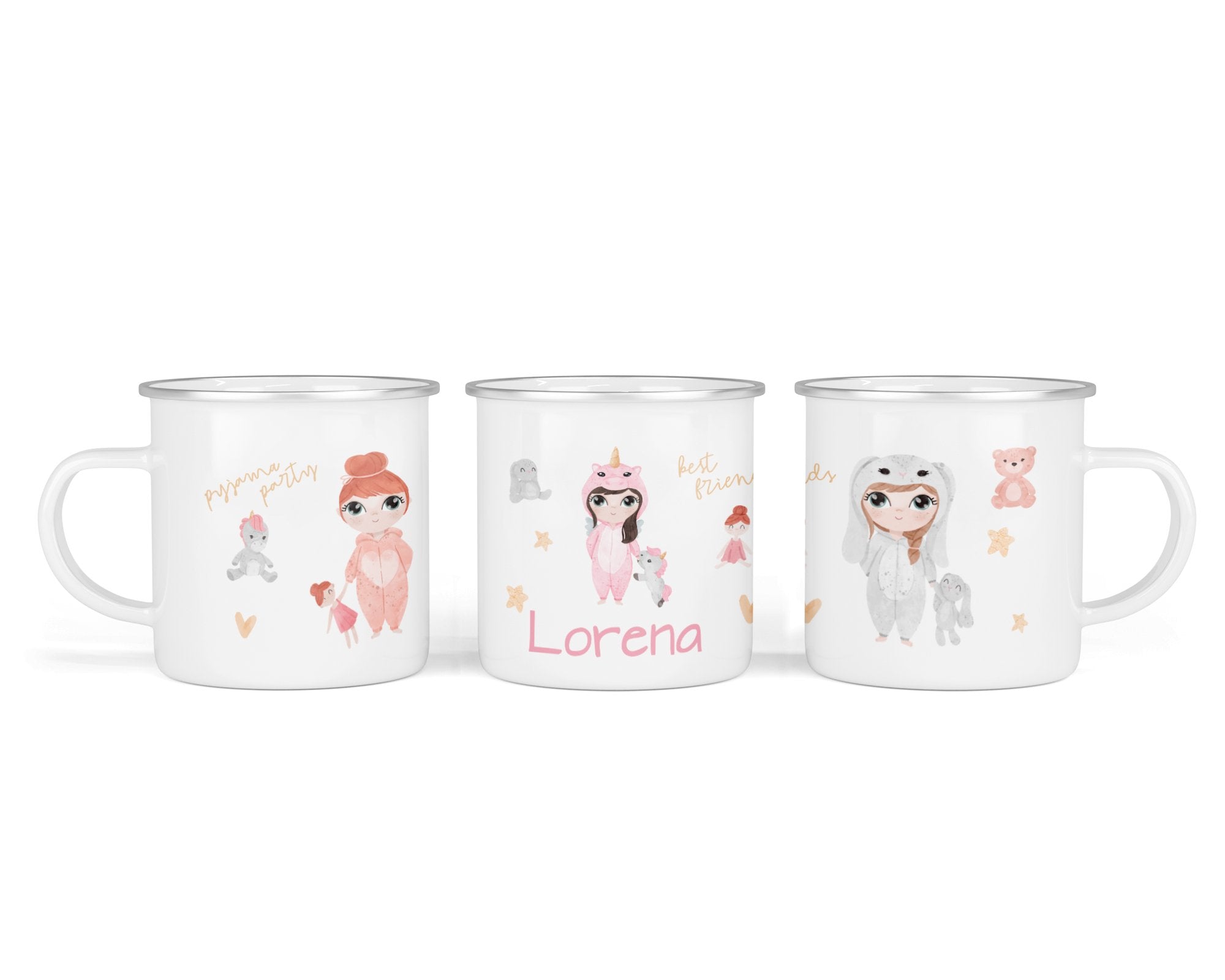 Personalisierte Emailletasse 84. Pjyama Party - Mamikes