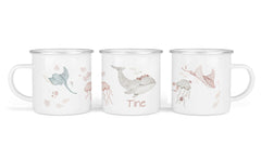 Personalisierte Emailletasse 90. Blumen Wal - Mamikes