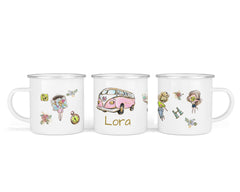 Personalisierte Emailletasse Wanderlust - Mamikes