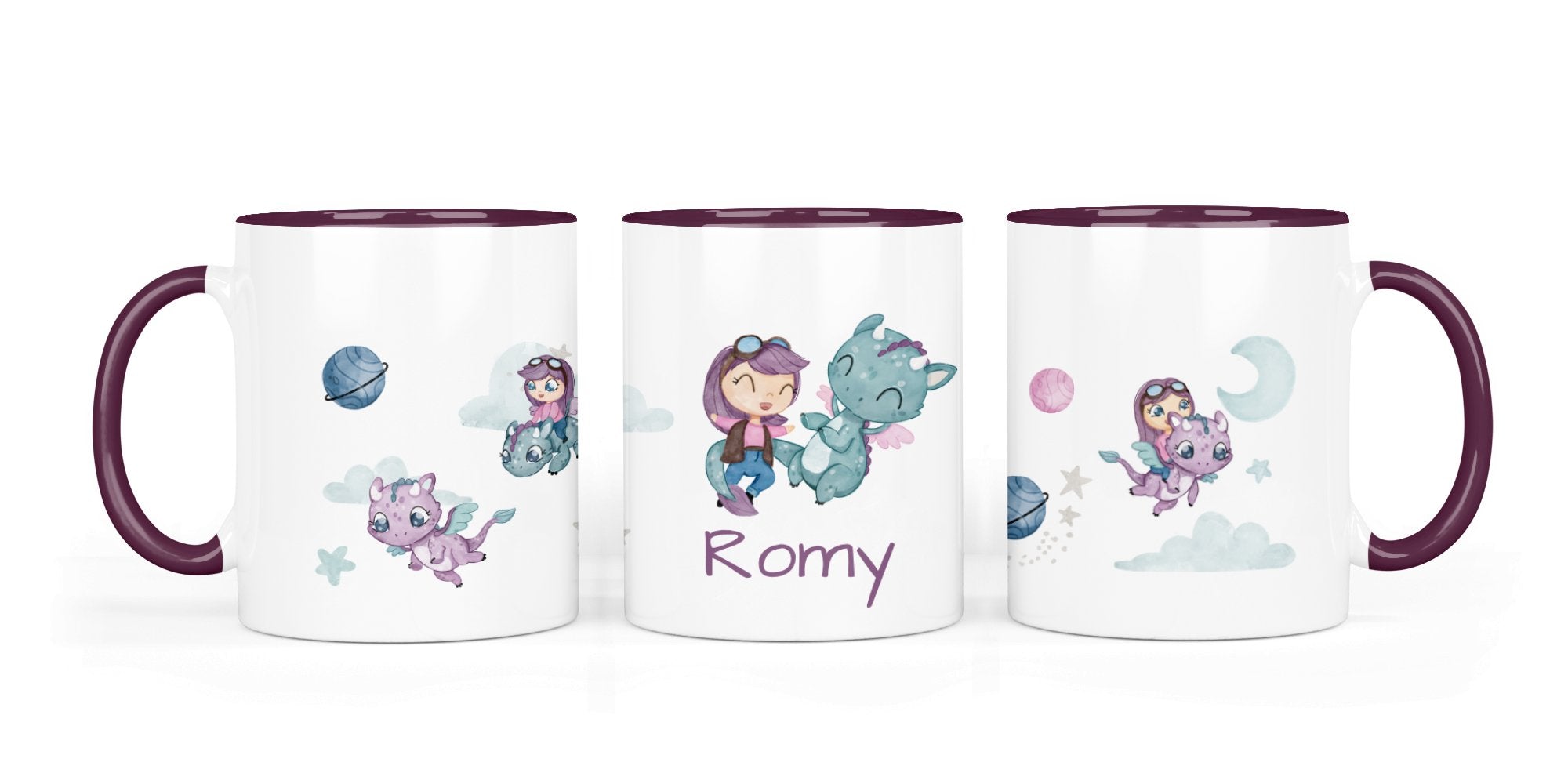 Personalisierte Keramiktasse (7 Farben) 40. Drachenreiterin - Mamikes