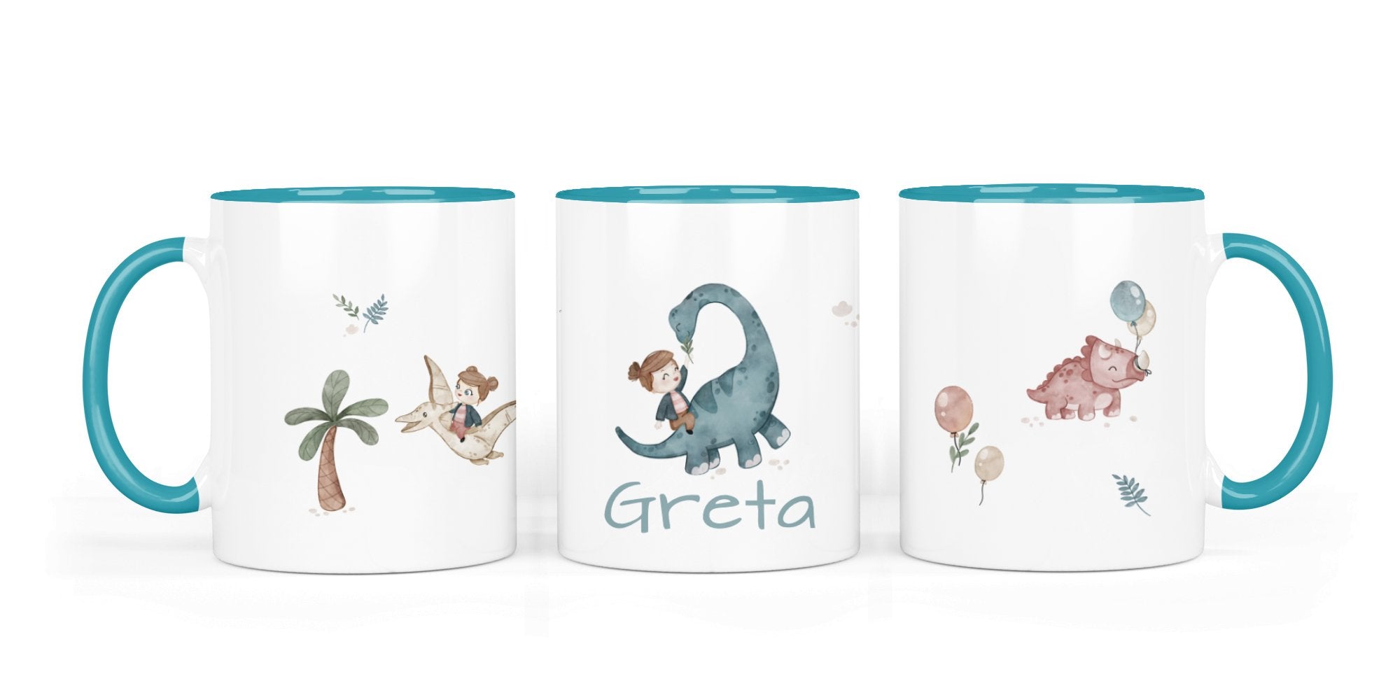 Personalisierte Keramiktasse (7 Farben) 43.Dinoreiterin - Mamikes