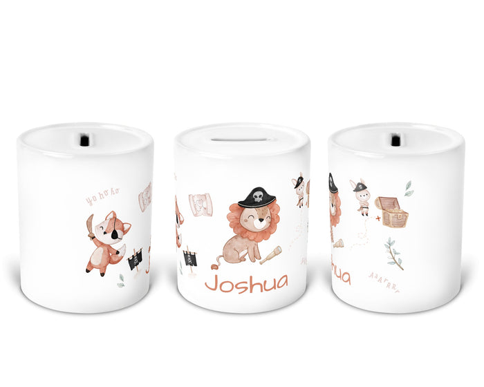 Personalisierte Spardose 10.pirate woodland