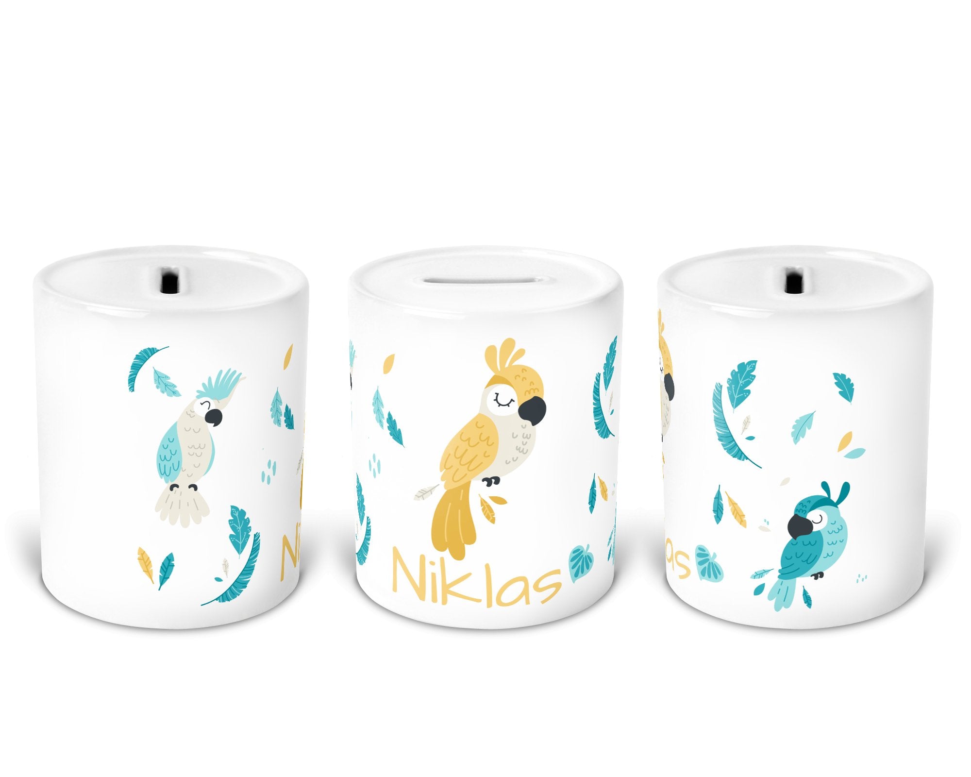 Personalisierte Spardose 8.parrots - Mamikes