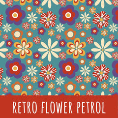 Retro flower petrol Baumwolle - Mamikes