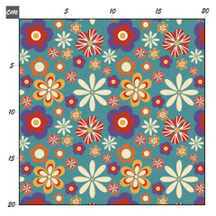 Retro flower petrol Baumwolle - Mamikes