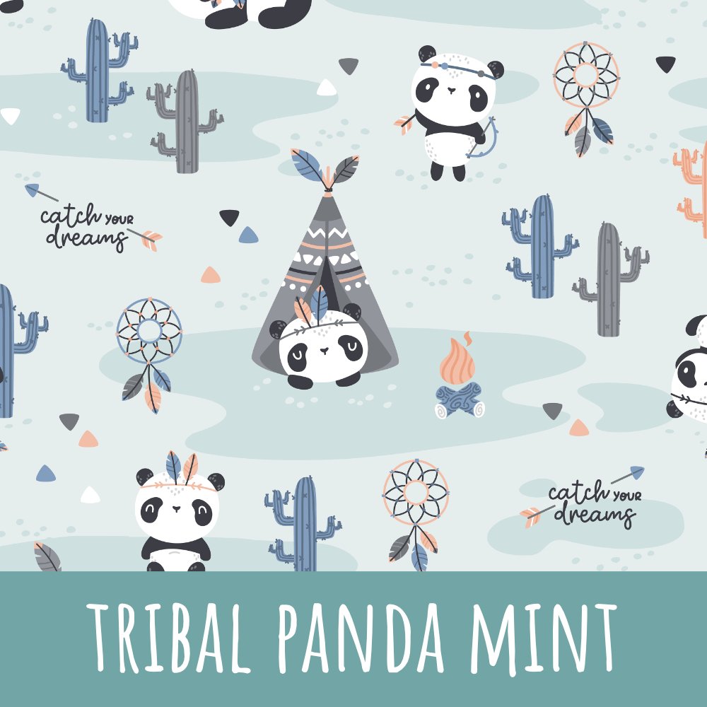 Tribal panda mint Baumwolle - Mamikes