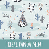 Tribal panda mint Baumwolle - Mamikes