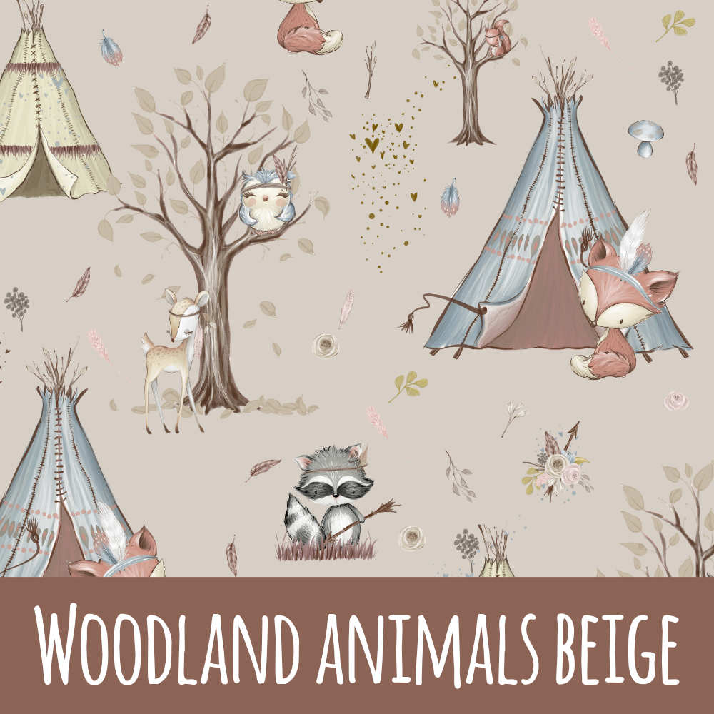 Woodland animals beige Baumwolle - Mamikes