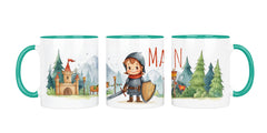 Personalisierte Keramiktasse (7 Farben) 602 Ritter Mädchen