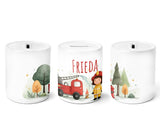 Personalisierte Spardose 612 Feuerwehr Mädchen