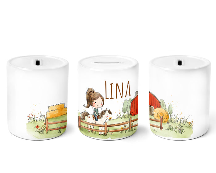 Personalisierte Spardose 614 Pferdeliebe