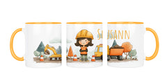 Personalisierte Keramiktasse (7 Farben) 616 Bauarbeiterin