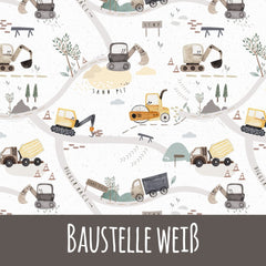 Baustelle weiß B-Ware (Fehler am Rand) Baumwolle 80cm Stoffrest 15,45€/m