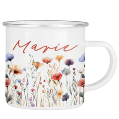 Personalisierte Emailletasse Blumen 6