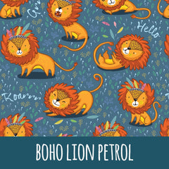 boho lion petrol Bio-Jersey 26cm Stoffreste 17,91/m