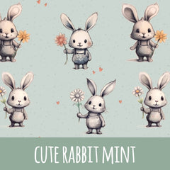 cute rabbit mint Bio-Jersey 50cm Stoffreste 17,91/m