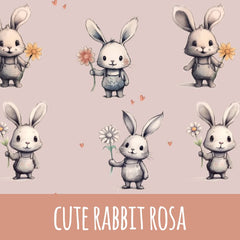 cute rabbit rosa Bio-Jersey 51cm Stoffreste 17,91/m