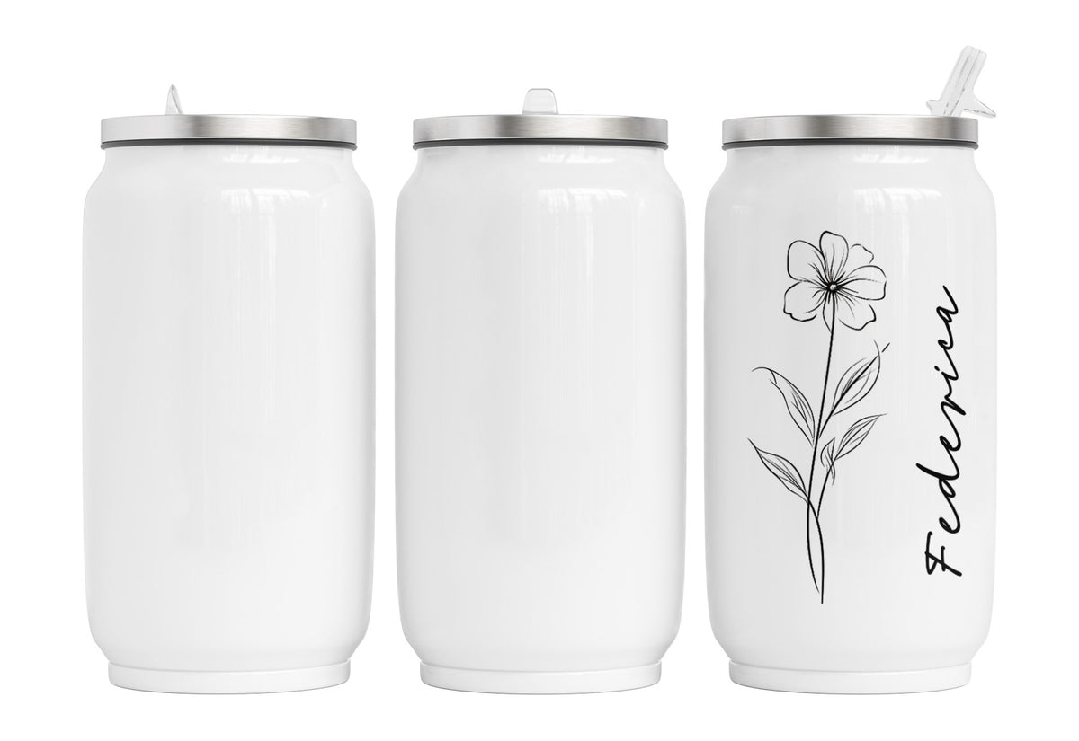 Personalisierte Thermo-Edelstahl Trinkdose  Einfache Blume