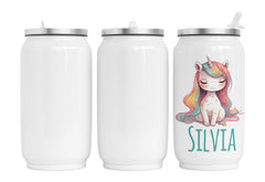 Personalisierte Thermo-Edelstahl Trinkdose  Rainbow Unicorn