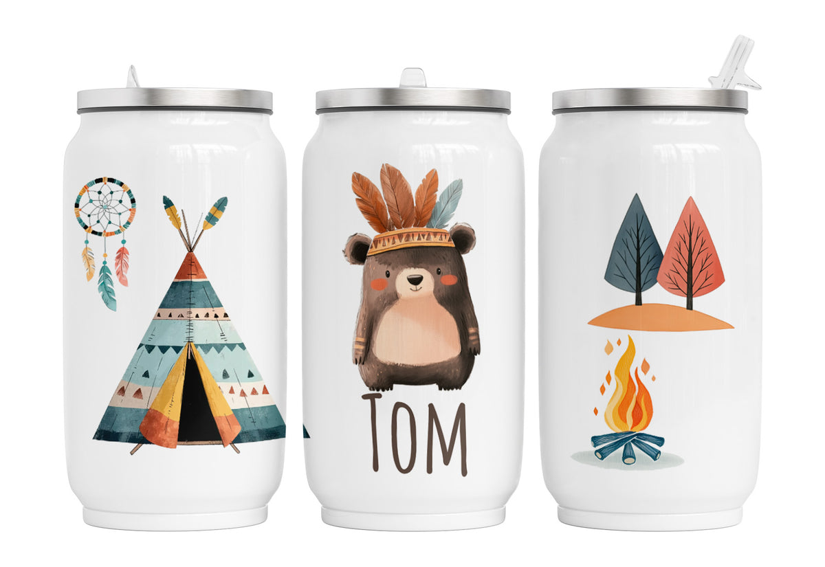 Personalisierte Thermo-Edelstahl Trinkdose  Boho Bär