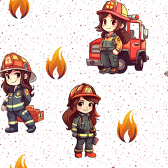 Feuerwehr Mädchen weiß Vorbestellung (Stoffart wählbar)