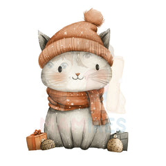Bügelbild happy winter cat - H033