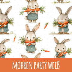 Möhren Party weiß Bio Rib Jersey 20cm Stoffrest 15,45€/m