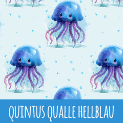 Qualle hellblau Bio Jersey 48cm Stoffrest 18,1€/m