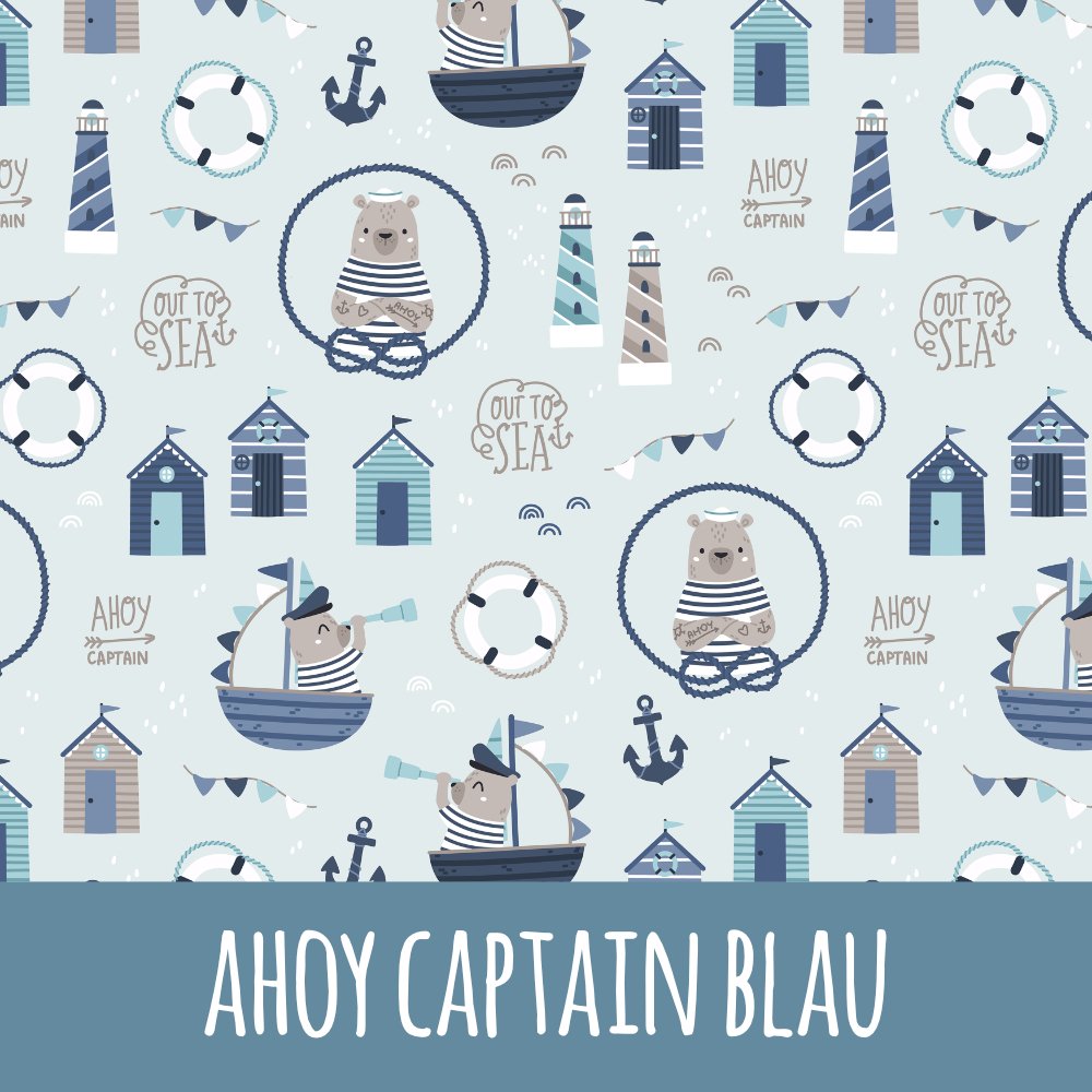 Ahoy captain blau Vorbestellung (Stoffart wählbar) - Mamikes